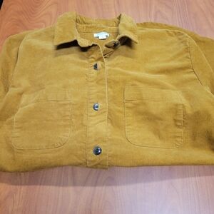 J. Crew Womens Brown Ribbed Utility Chic Minimal Corduroy  Shacket Jacket Sz M